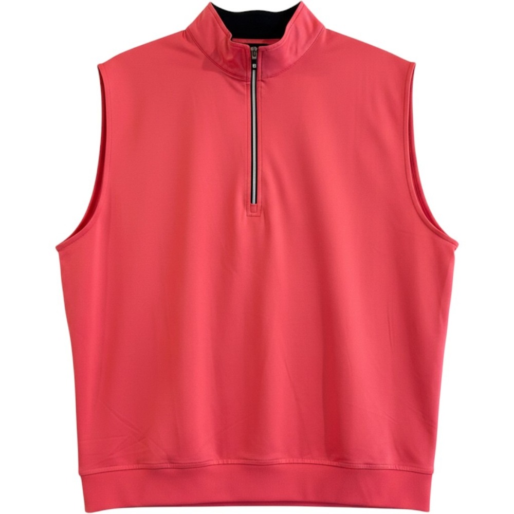 FootJoy Golf Vest Mens Medium Coral Pink Quarter Zip Sleeveless‎ Pullover Sporty